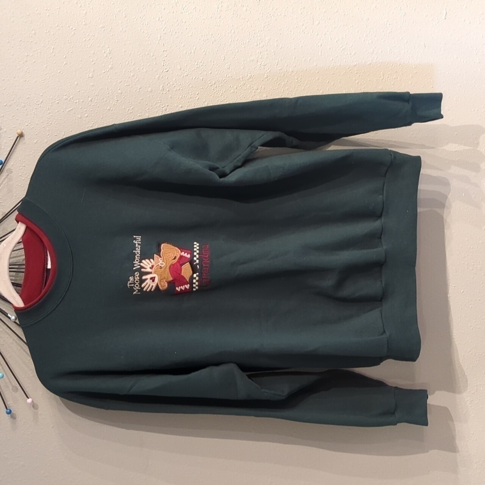 Y2K Vintage M & C Sportswear Energy Pullover Grandma Moose Sweatshirt Corduroy - Picture 3 of 6